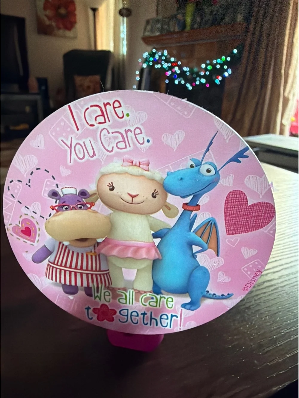 Children's Night Light with Cute Animal Characters and Pink Background